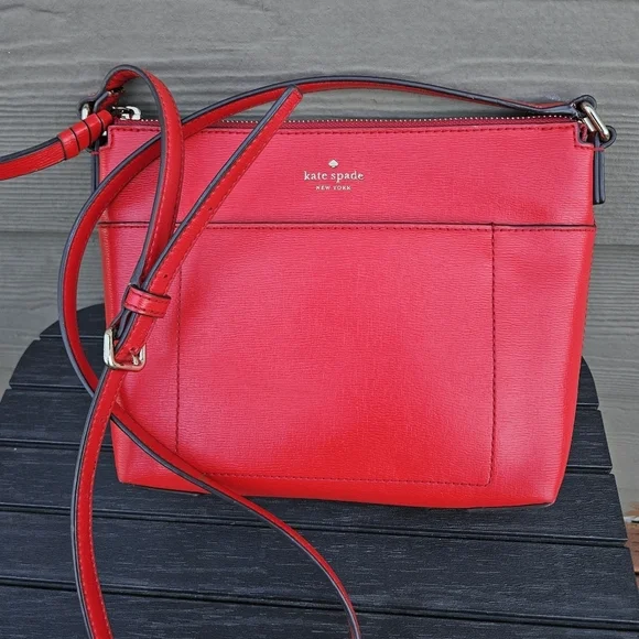 Kate Spade Run Around Crossbody Bag Heirloom Red Top Zip Classic Leather Purse - Picture 15 of 16